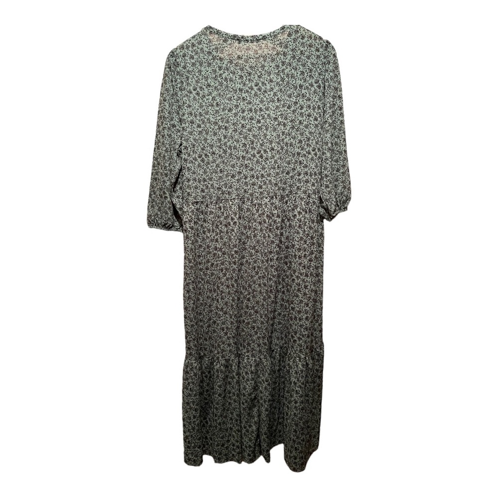 Zara Green Floral Smock Midi Dress - Picture 2 of 5